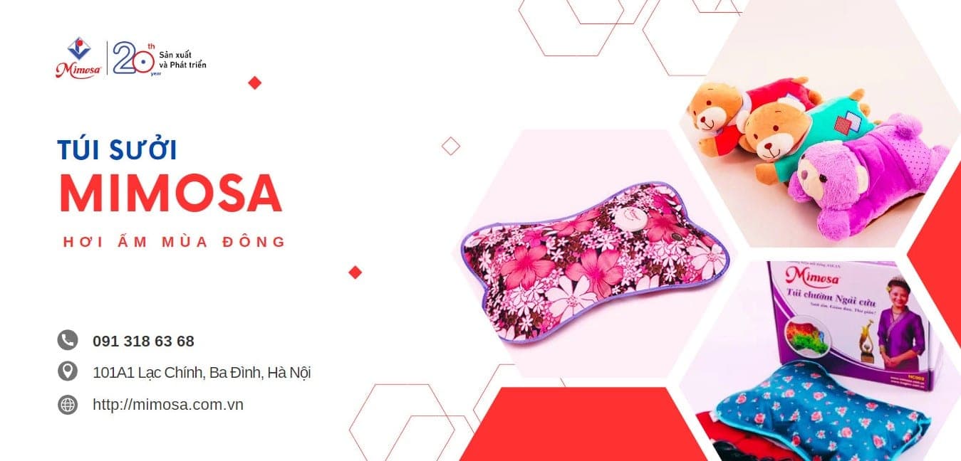Túi sưởi Mimosa — hơi ấm mùa đông. Túi sưởi hoa, túi sưởi thú bông và túi chườm ngải cứu